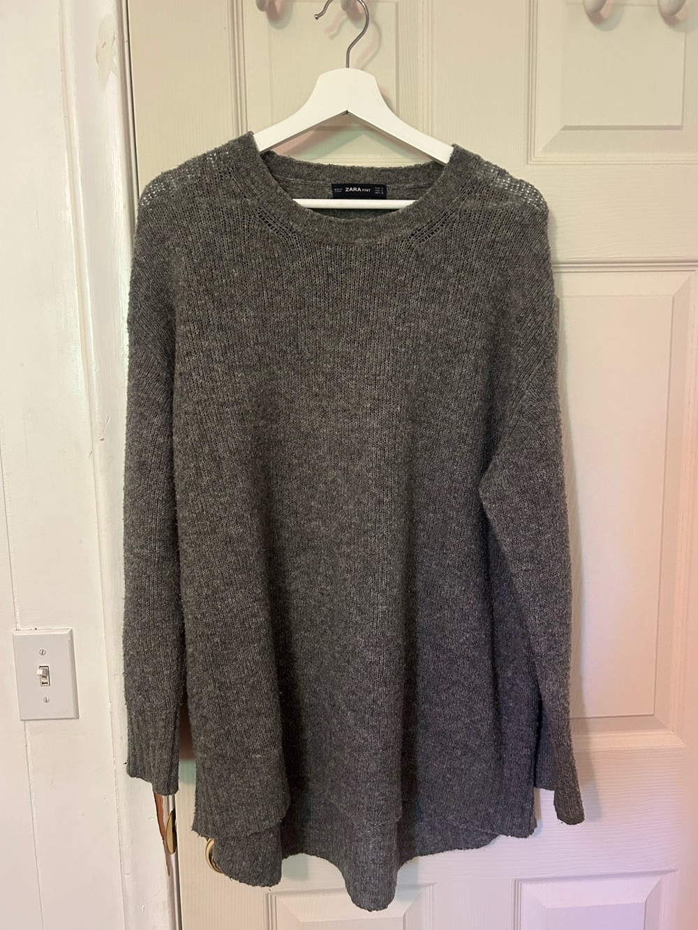 Zara Knit Gray Oversized Tunic Sweater Size Small